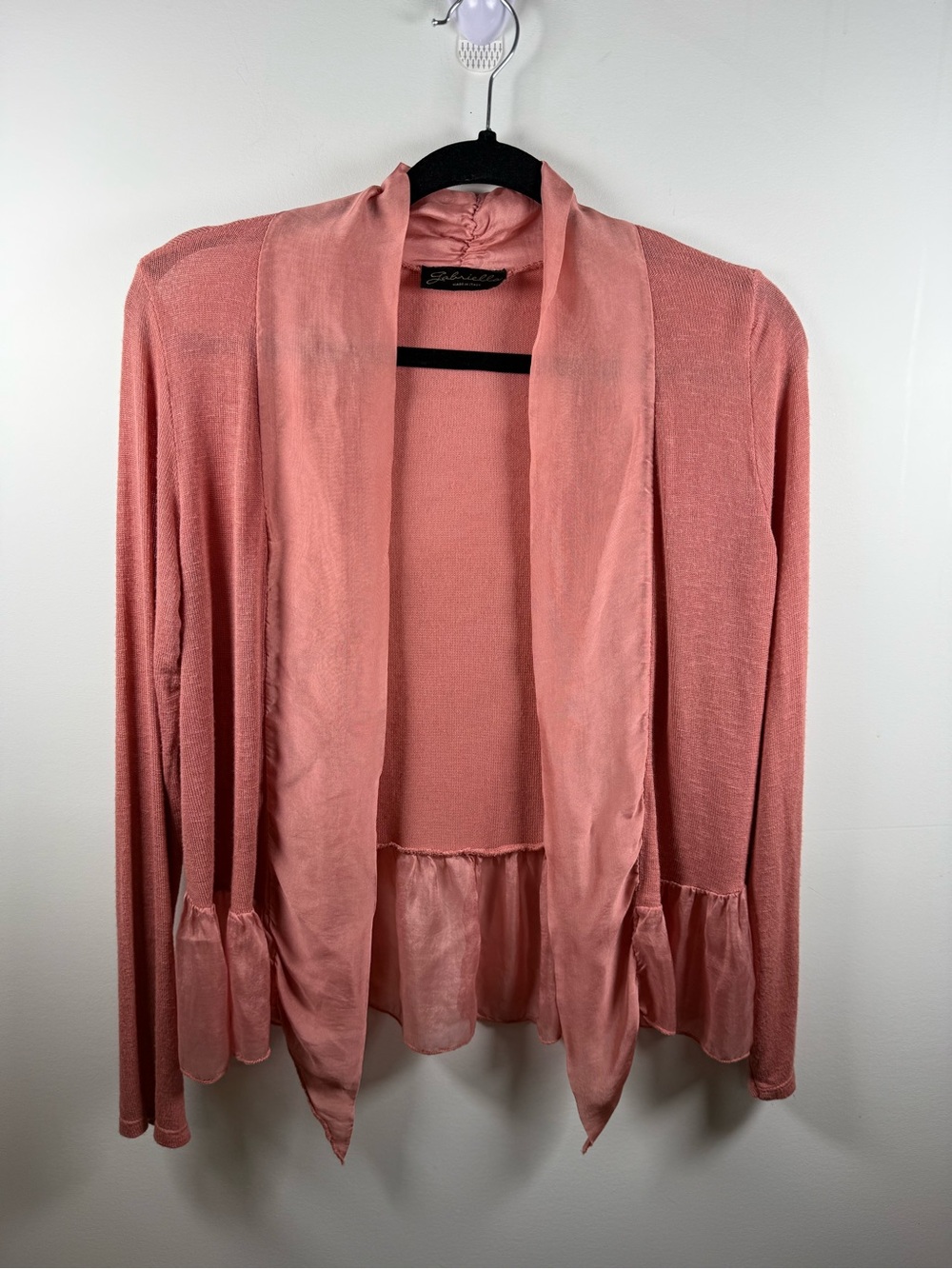 GABRIELLA MADE IN ITALY | Open Front Ruffle Hem Cardigan Size M?